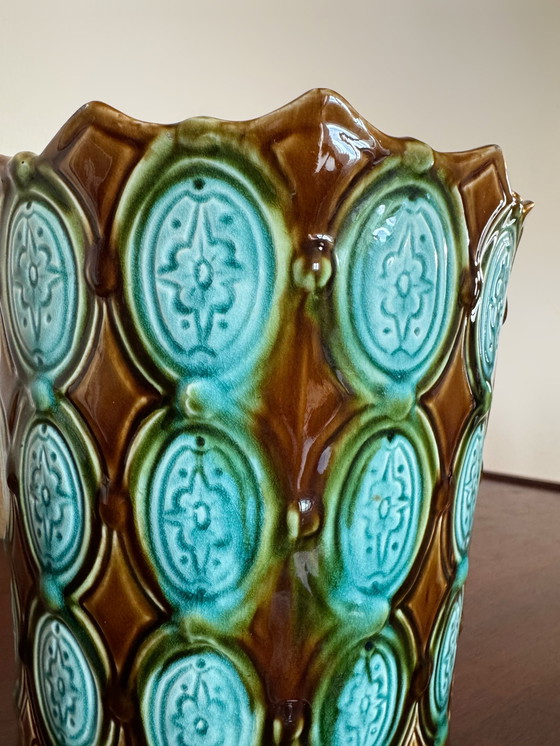 Image 1 of Übertopf Barbotine Art Déco