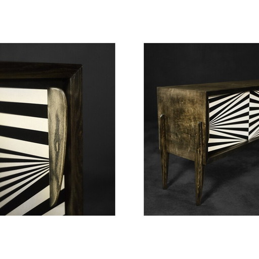 Skandinavisches Sideboard aus Birke mit Op-Art-Muster, 1960