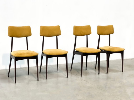 4x Vintage italienische Esszimmerstühle aus Palisander