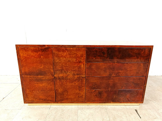 Image 1 of Aldo tura Sideboard aus Ziegenleder aus der Mitte des Jahrhunderts