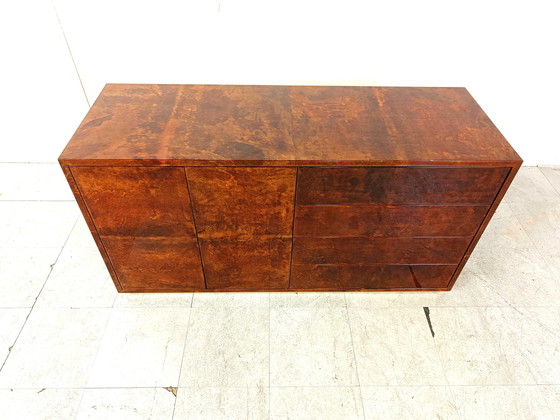 Image 1 of Aldo tura Sideboard aus Ziegenleder aus der Mitte des Jahrhunderts