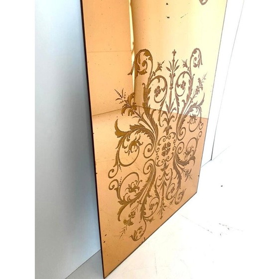 Image 1 of Vintage Bodenspiegel mit gelblichem Glas, Italien 1960