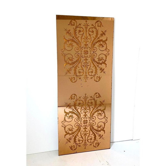 Image 1 of Vintage Bodenspiegel mit gelblichem Glas, Italien 1960