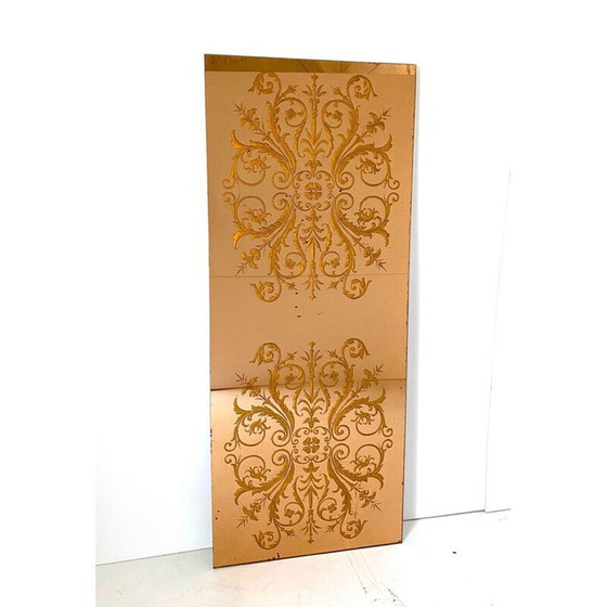 Image 1 of Vintage Bodenspiegel mit gelblichem Glas, Italien 1960