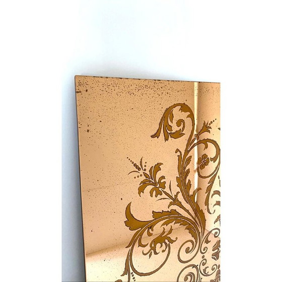 Image 1 of Vintage Bodenspiegel mit gelblichem Glas, Italien 1960