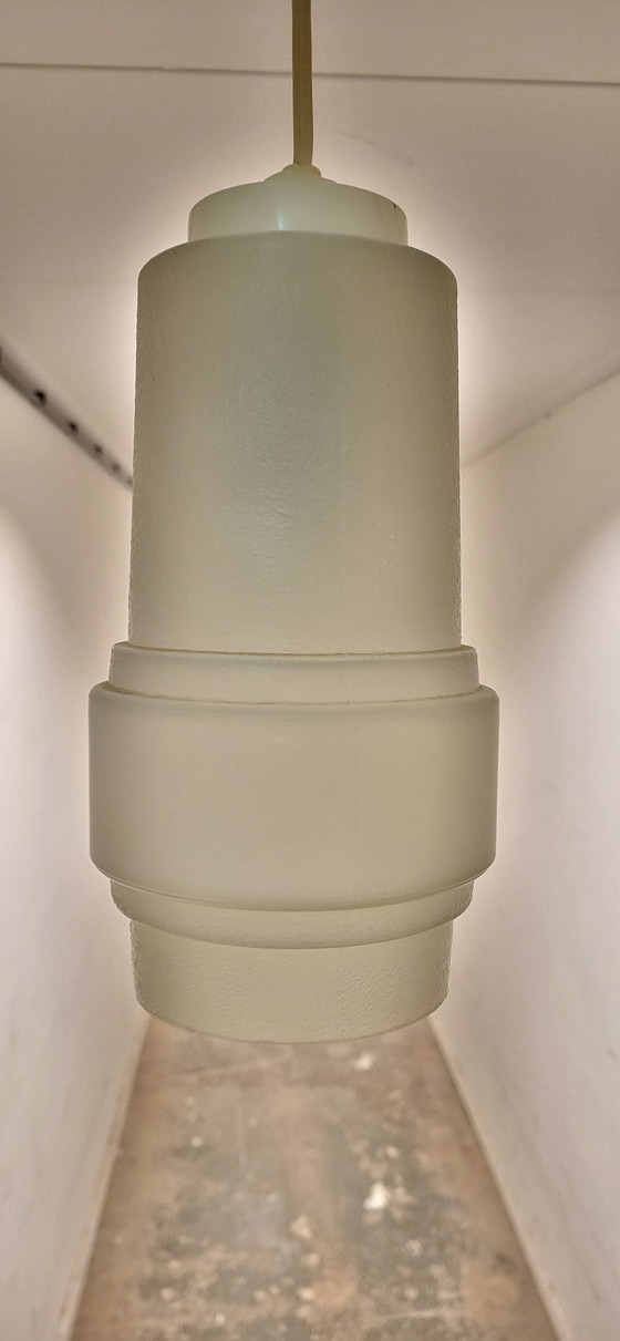 Image 1 of Art Deco Milchglas Pendelleuchte