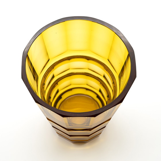 Image 1 of Antike Moser Karlsbad Art Déco Ikonische Vase 30er Jahre Design Josef Hoffmann H19cm