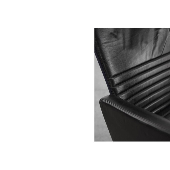 Image 1 of Paar schwarze Ledersessel von Ire Möbel, Schweden 1970