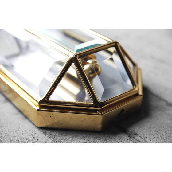 Image 1 of Zwei geometrische Wandlampen aus Glas und Messing, Italien 1970