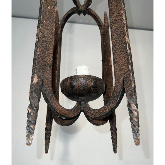 Image 1 of Vintage-Kronleuchter aus Schmiedeeisen, Frankreich 1950