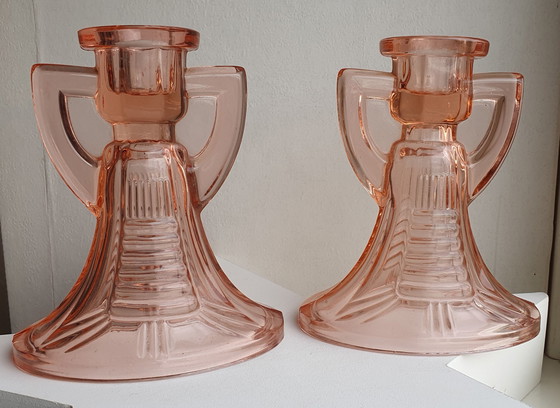 Image 1 of Zwei Val Saint Lambert Kerzenhalter 'Victoria' Luxval