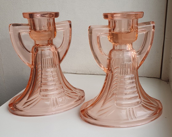 Image 1 of Zwei Val Saint Lambert Kerzenhalter 'Victoria' Luxval