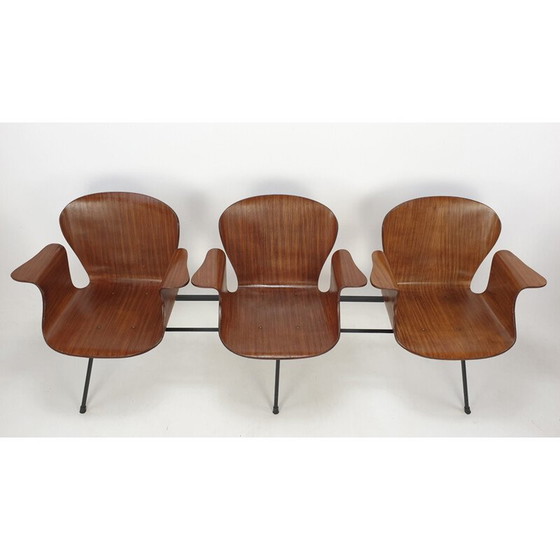 Image 1 of Mid Century Italienische 3-Sitzbank von Carlo Ratti, 1950er Jahre