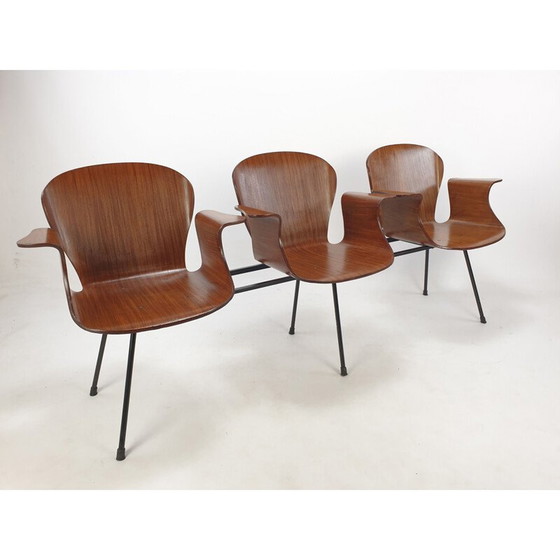 Image 1 of Mid Century Italienische 3-Sitzbank von Carlo Ratti, 1950er Jahre