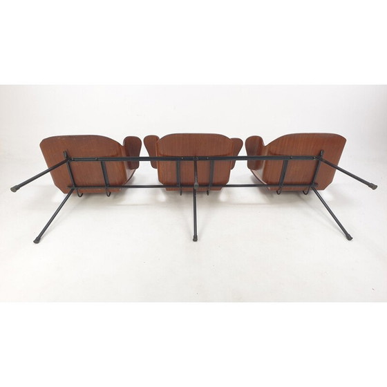 Image 1 of Mid Century Italienische 3-Sitzbank von Carlo Ratti, 1950er Jahre