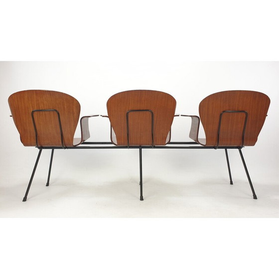 Image 1 of Mid Century Italienische 3-Sitzbank von Carlo Ratti, 1950er Jahre