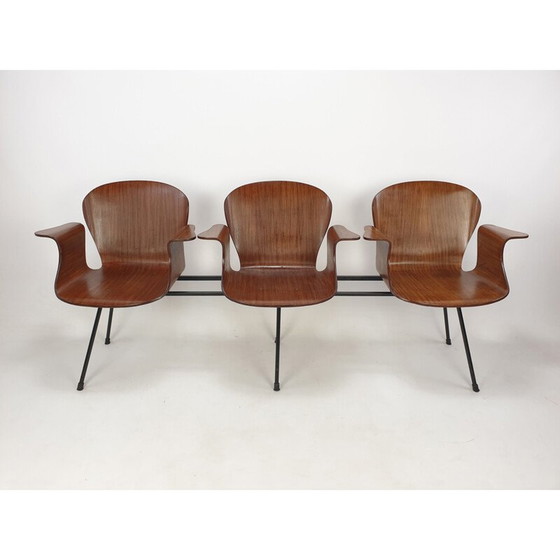 Image 1 of Mid Century Italienische 3-Sitzbank von Carlo Ratti, 1950er Jahre