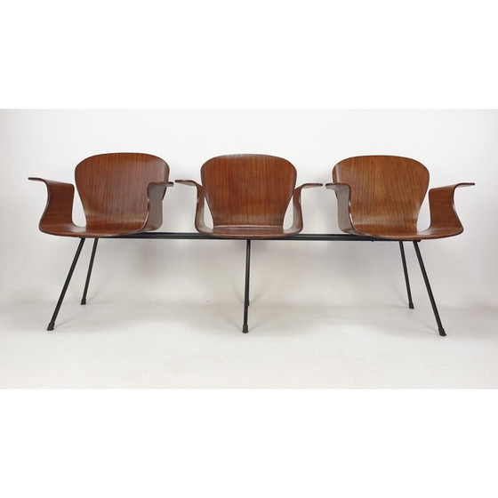 Image 1 of Mid Century Italienische 3-Sitzbank von Carlo Ratti, 1950er Jahre