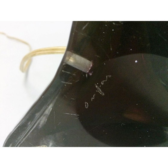 Image 1 of Dreieckige Tischleuchte aus rotem und klarem Glas von Carl Fagerlund für Orrefors, 1960