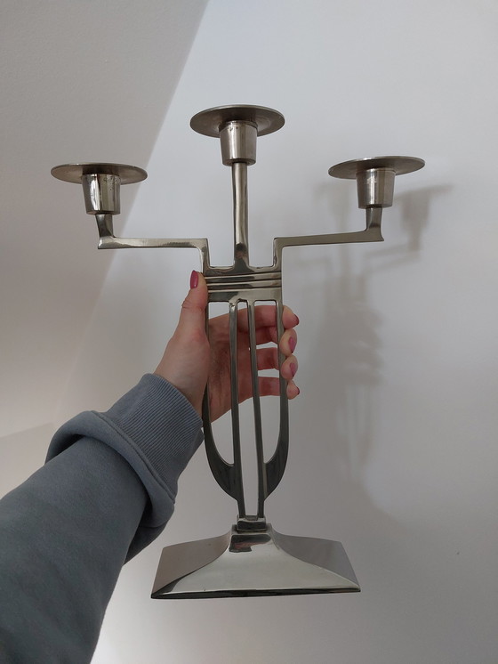 Image 1 of Vintage Art Deco Kerzenständer Kerzenhalter Silber 3 Armig