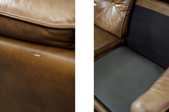 Image 1 of Vintage Mid-Century Danish Modern Cognac Leder 3-Sitzer Sofa, 1960S