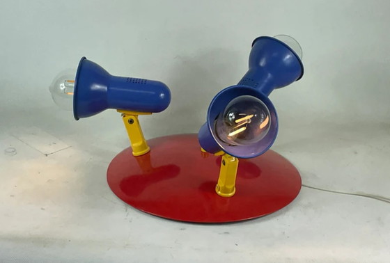 Image 1 of Vintage Decken- oder Wandlampe - Memphis-Stil / Space Age - Drei Spots