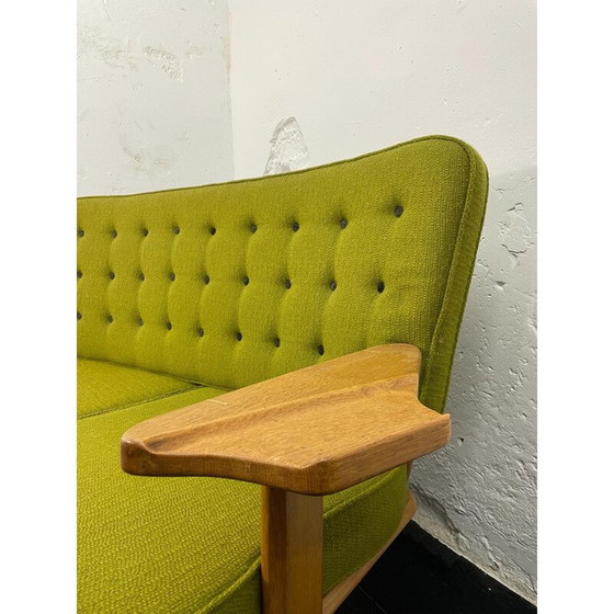 Image 1 of Vintage 2-Sitzer-Sofa aus massiver Eiche von Robert Guillerme und Jacques Chambron, Frankreich 1960