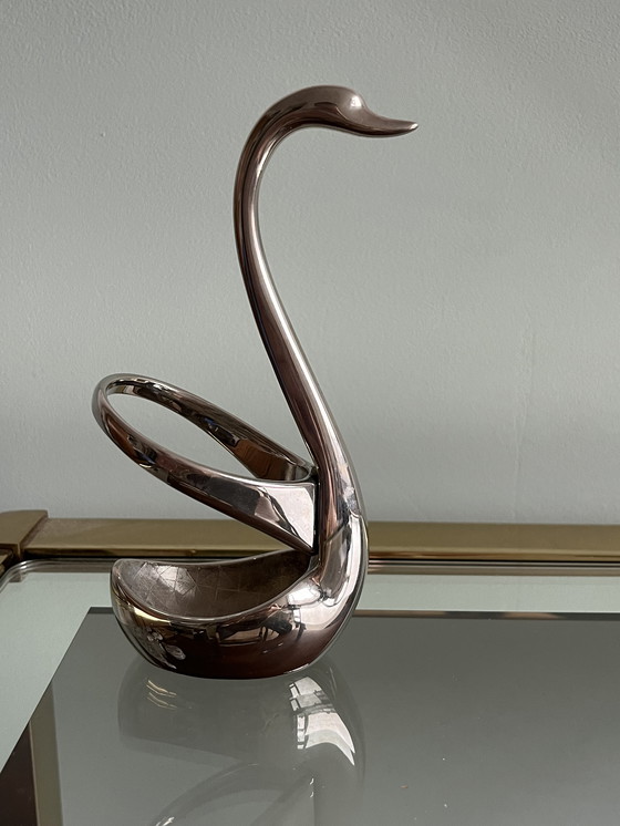 Image 1 of Vintage Silber Schwan Stifthalter