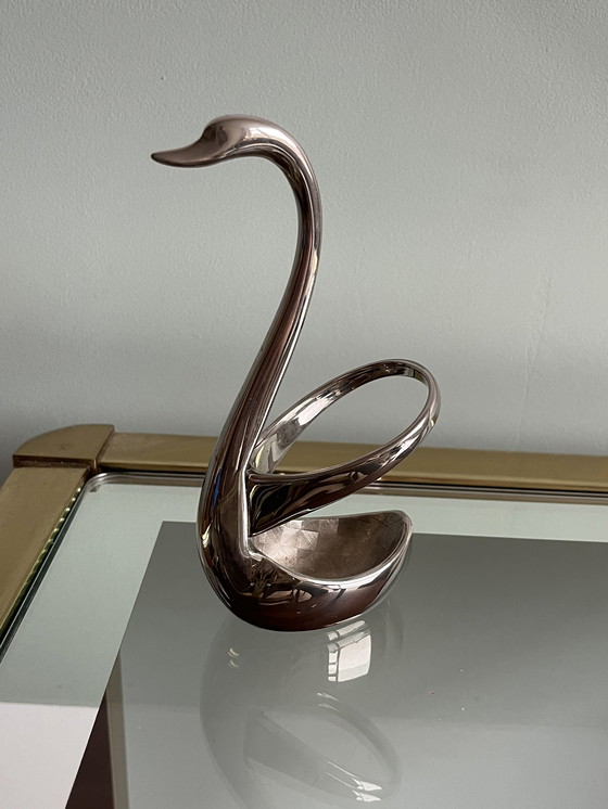 Image 1 of Vintage Silber Schwan Stifthalter