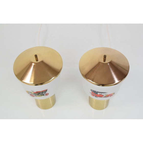 Image 1 of Paar alte Lampen aus Glas und Messing von Kamenicky Senov, Tschechoslowakei 1970