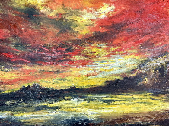 Image 1 of Gemälde / Ölgemälde auf Leinwand "Die Morgendämmerung" Von Hipolito Jimenez 150X92 Cm