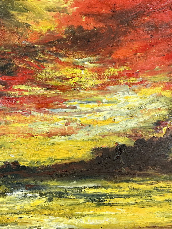 Image 1 of Gemälde / Ölgemälde auf Leinwand "Die Morgendämmerung" Von Hipolito Jimenez 150X92 Cm