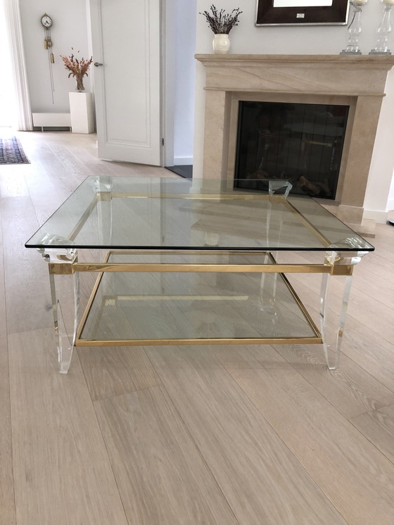 Image 1 of Glas-Messing-Couchtisch