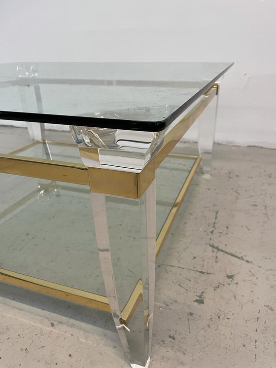 Image 1 of Glas-Messing-Couchtisch