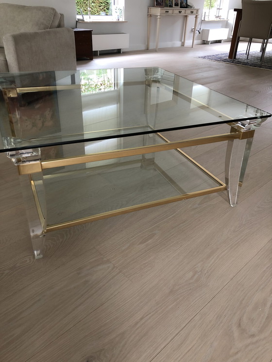 Image 1 of Glas-Messing-Couchtisch