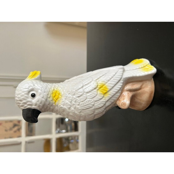 Image 1 of Vintage Papagei aus emaillierter Keramik, 1970