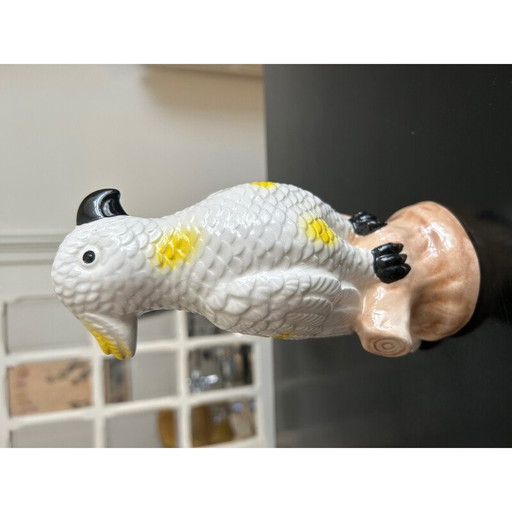 Vintage Papagei aus emaillierter Keramik, 1970