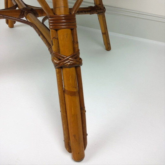 Image 1 of Quadratischer Tisch aus Bambus und Rattan, 1960