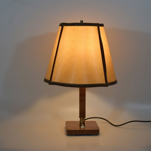 Vintage Art Deco Lampe aus Edelholz und Messing, 1920