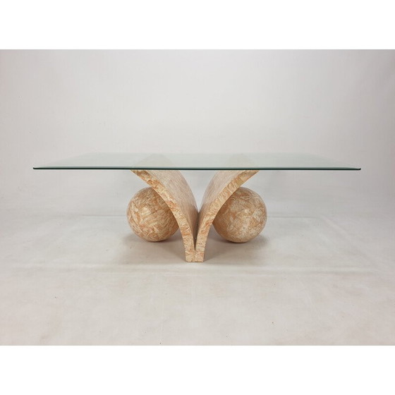 Image 1 of Vintage Couchtisch aus Stein und Glas von Magnussen Ponte, 1980