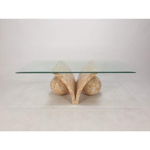 Vintage Couchtisch aus Stein und Glas von Magnussen Ponte, 1980