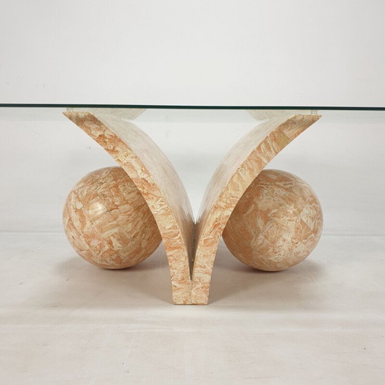 Image 1 of Vintage Couchtisch aus Stein und Glas von Magnussen Ponte, 1980