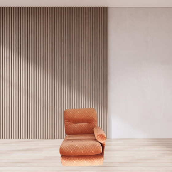 Image 1 of 5/7 Orange Chauffeuse Ligne Roset Pr M. Ducaroy Mod. Albany, Design Epoche. Vintage