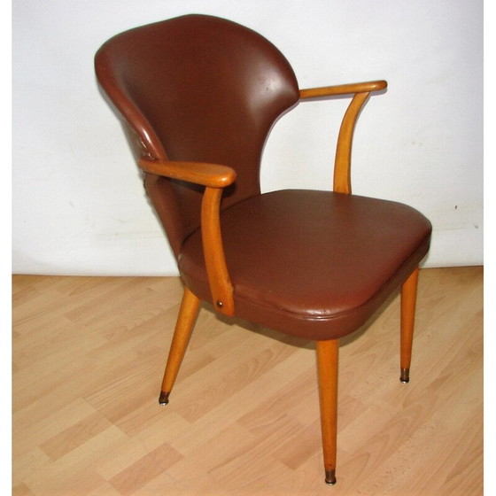 Image 1 of Vintage-Sessel aus Buchenholz und Ökoleder, 1960er Jahre