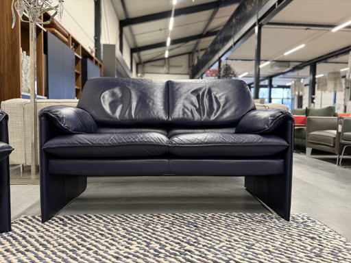 Leolux Bora Beta Sofa 2-Sitzer Blau Leder 147