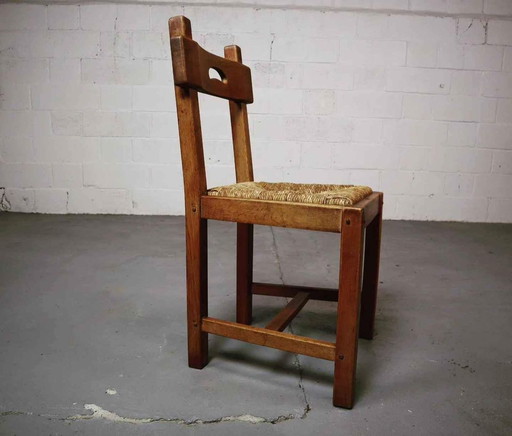 Satz von sechs brutalistischen, rustikalen Esszimmerstühlen