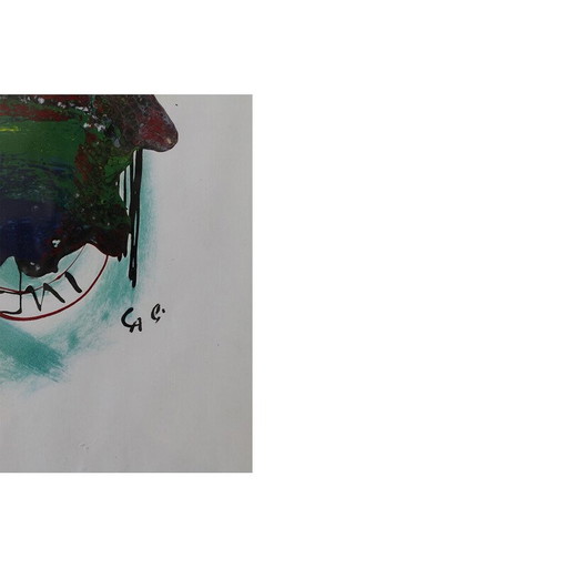 Vintage-Gemälde auf Papier von Rosario Calì, 1970