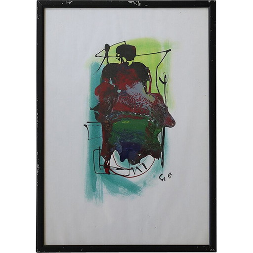 Vintage-Gemälde auf Papier von Rosario Calì, 1970