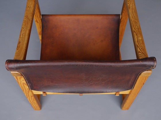 Image 1 of Diana Safari Lounge Chair aus Leder und Kiefer von Karin Mobring für Ikea