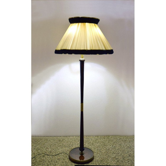 Image 1 of Vintage Stehlampe aus Mahagoni und Messing, 1950er Jahre